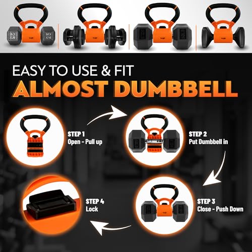 Yes4All Kettlebells Grip, Dumbbell Grip Handle, Convert Dumbbells into Kettlebell for Home Gym, Kettlebell for Weights Plate - color: A. Full Black Upgraded