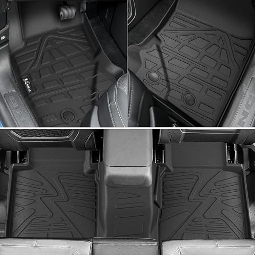 KARPAL Floor Mats for 2021-2025 2026 Ford Bronco 4 Door (Not fit Sport), Custom Fit TPE All Weather Ford Bronco Accessories 1st&2nd Row Floor Liner & Cargo Liner Backrest Mat - style: 2021-2026 | For Ford Bronco 4 Door| Full Set
