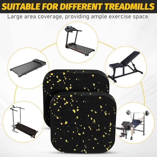 Uonlytech 6 Pcs Shock-Absorbing Rubber Exercise Equipment Mats, 10cm X 10cm X 10mm Thick Treadmill Vibration Isolation Pads Noise Reduction for Home Gym Fitness Flooring