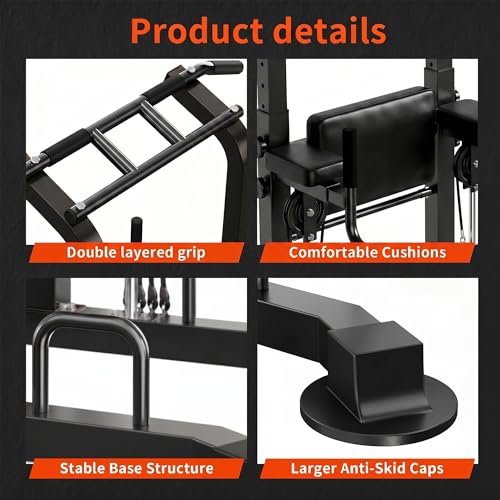 SogesPower Power Tower Dip Station Pull Up Bar for Home Gym Multi-Function Adjustable Height Strength Training Workout Equipment - color: Black