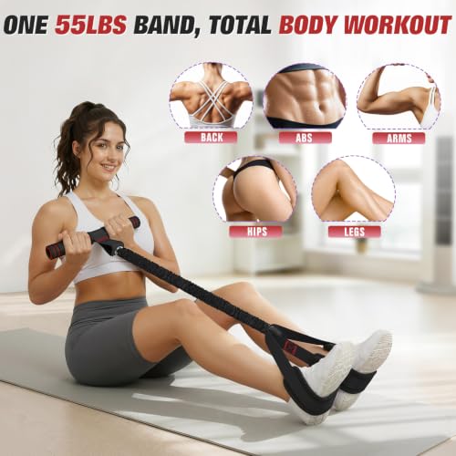 Upgraded Pedal Resistance Band with Handles, Foot Pedal Resistance Bands for Women, Core Abs Leg Training, Exercise Bands for Full Body Workout Fitness, Home Gym Equipment, Pilates & Physical Therapy - color: Black