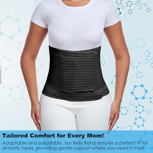 Postpartum & Post Surgery Abdominal Binder. Postpartum Belly Band | Belly Support Recovery after C-Section, Natural Birth, Hysterectomy, Hernia Belt (Black,M) - color: Black, size: Medium