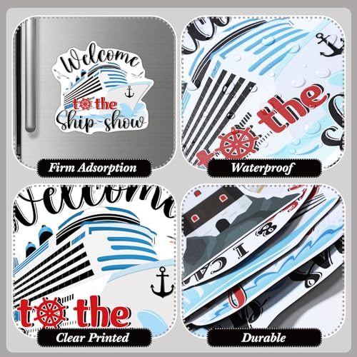 Kanayu 12 Pieces Cruise Door Magnets Decorations, Sea Navigation Ship Car Refrigerator Magnets Stickers Anchor Cruise Cabin Door Fridge Magnetic Decorations for Cabin Carnival Party(Black Style) - style: Black Style
