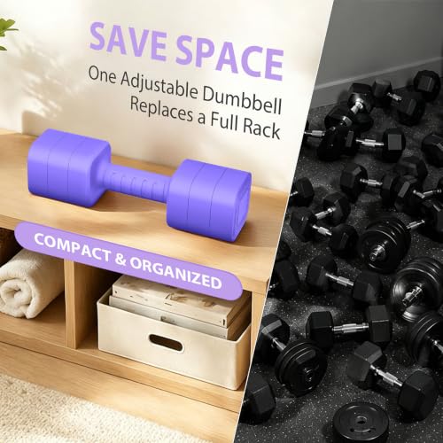 Adjustable Dumbbell Set of 2, 2.2-20LB Adjustable Weight Set, 3 in 1 Free Weights Dumbbells Set for women men at home, 2.2lb, 3.6lb, 5lb,10lb, 20lb, for Home, Office, Gym Exercise Training, Anti-slip Handle - color: Purple, size: 10LB(5LB Pair)