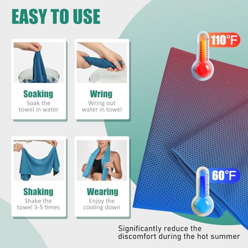 Cooling Towels Pack of 30, 40"*12" Neck Cool Towel Bulk, Cold Towels for Neck and Face, Cooling Rags Sports Towel for Hot Weather, Running, Soccer, Yoga, Gym, Golf - color: 30green
