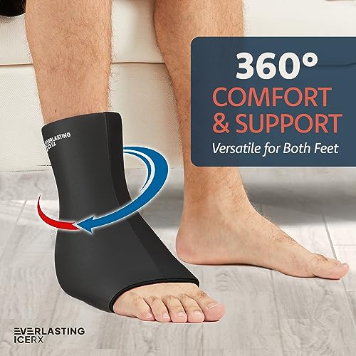 Ankle Compression Sleeve for Achilles Tendonitis Relief, Ankle Ice Pack Wrap, Foot Brace Sprained Ankle Support for Women and Men, Freeze Cold Packs for Plantar Fasciitis - style: L-XL