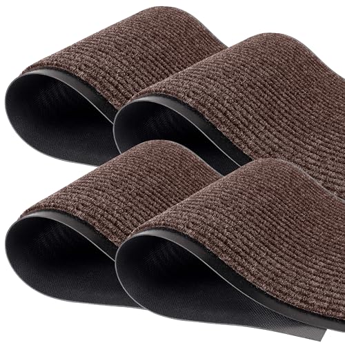 MaxMat® 4-Pack Extra Large Commercial Floor Mat, 3 x 5 Feet Heavy Duty, Waterproof, Low-Profile, Easy to Clean, Rubber Entry Mat (Brown, 3 x 5 Feet - 4 Pack) - color: Brown, size: 3 x 5 Feet - 4 Pack