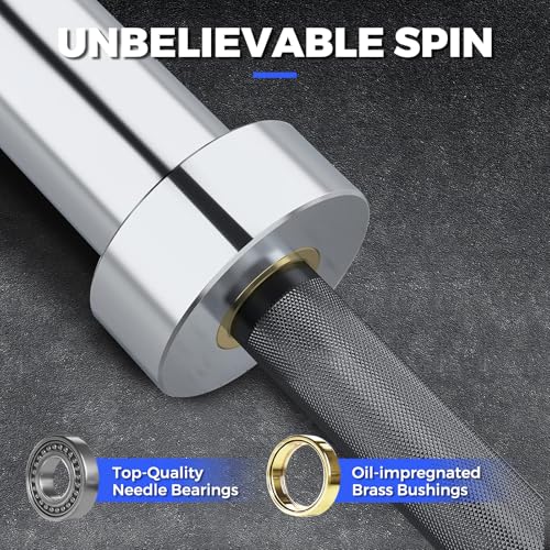 Olympic Barbell 7FT 45LB, 1500LB Capacity Weight Bar for Home Gym, 2-Inch Olympic Barbell for Weightlifting, Powerlifting, Squat, Deadlift and Bench Press - color: Silver&Black-Classic