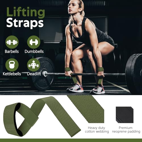 WALITO 8Pcs Barbell Pad Set for Hip Thrust - Squat Pad,Gym Accessories for Women with Bar Bad,Bench Press, with Gym Ankle Straps,Resistance Bands for Working Out,Lifting Strap,Carry Bag - color: Green