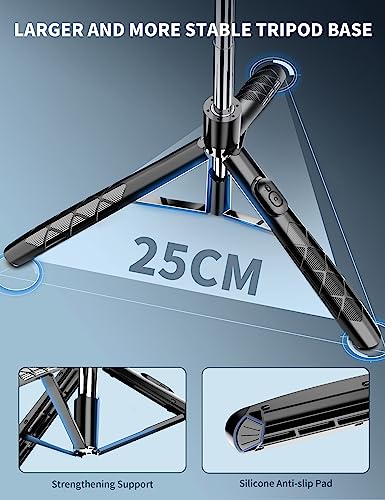 71" Phone Tripod & Selfie Stick, All in One Extendable Cell Phone Tripod with Wireless Remote, Tripods Stand for iPhone & Travel Selfie Stick 360° Rotation Compatible with iPhone Android, Camera - color: Black, size: A-[70.86Inch＆Reinforced Stability]