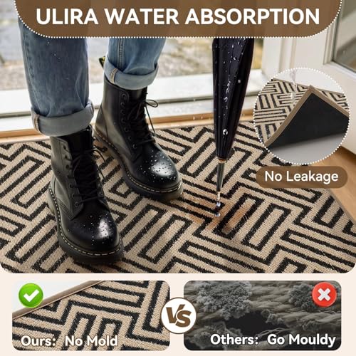 Door Mat Indoor Outside Entrance 17''x30'', Dirt Resistant Absorbent Mats, Non-Slip Outdoor Inside Front Entryway Mat, All-Season Welcome Mat, Low Profile Porch Doormat, Fade Resistant, Brown - color: C- Brown, size: 17"x30"