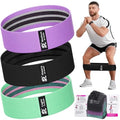Booty & Resistance Bands – 3 Level Non-Slip Fabric Exercise Bands for Legs & Glutes, Women & Men, Squats, Hip Thigh Training, Yoga, Pilates, Home Workout - color: Green - Purple - Black