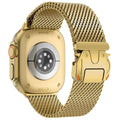 WINGLE Milanese Loop for Apple Watch Band Ultra 3/2/1 Band Ultra 49mm Series 11 10 46mm 45mm 44mm SE 3/2/1 Series 9 8 7 6 5 4 3 Men Women,Parachute-Style Buckle Stainless Steel Mesh Metal iWatch Bands - color: Gold