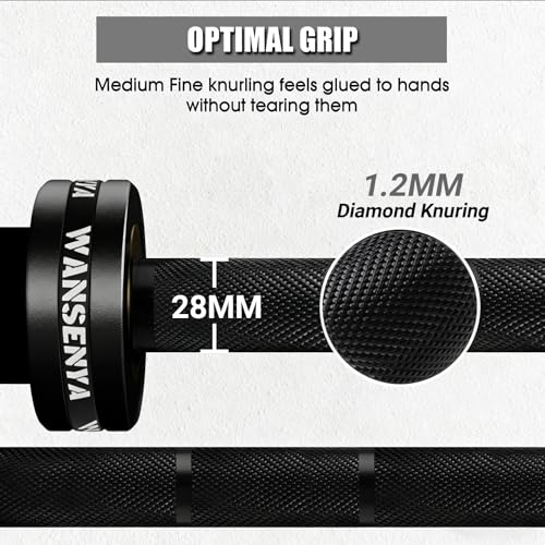 7FT Olympic Barbell 45lb,28MM 2 Inch Olympic Bar for No. 45 Steel,Olympic Weight Bars for Lifting,CrossFit,Bench Press,Deadlift,Squats,Strength Training bars - color: Black-500LBS