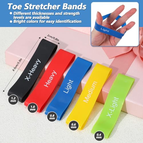 5Pcs Toe Stretcher Bands for Bunions, Toe Bands Resistance for Women and Men with Storage Bag(Yellow/Green/Red/Blue/Black)