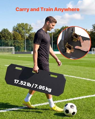 VEVOR Soccer Rebounder Board, Mult-Adjustable Angles Portable Soccer Rebound Wall, Foldable Kickback Board, Soccer Practice Equipment, Ideal for Kids & Adults Passing & Shooting Drills - size: 40" x 12"