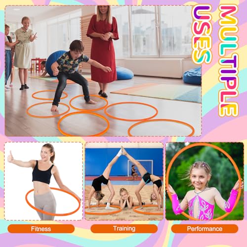 Shappy 6 Pcs Exercise Hoop Detachable Adjustable Plastic Toy Playground Toys Colored Hoop Circles for Teens Games Gymnastics Dog Agility Equipment Party Decor - color: Orange, size: 23 Inch