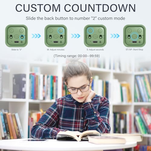 Rotating Pomodoro Timer 5, 25, 10 50 Minutes Preset, Desk Productivity Flip Timer, ADHD Tool Cube Countdown Stopwatch, Vibration/High/Low Volume/Custom Modes, for Work, Study, Back to School, Green - color: Green
