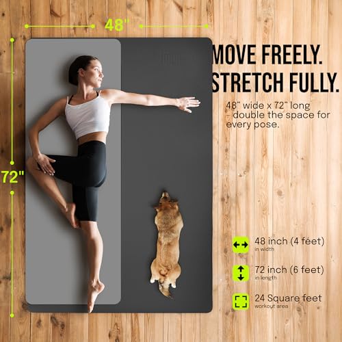 Gogokiwi Large Yoga Mat (6'x4') – 1/4" & 1/2" Thick Exercise Mats for Home Workout, Extra Wide Workout Mats for Home Gym, Yoga, Pilates, Stretching, Floor & More - color: Just Black, size: Extra Cushion (1/2 Inch Thick)