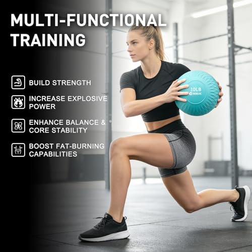 Slam Ball Medicine Ball Weighted Balls for Exercise and Workout, Strength, Cardio, Cross-Training and Core Workouts - color: Green, size: 10 LB