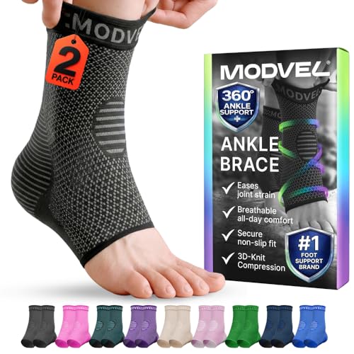 Modvel Foot & Ankle Brace Socks for Sprained Ankle Compression Sleeve - Foot Support for Women & Men - Tendonitis & Arthritis Ankle Brace Sports Running, Torn Ligaments & Women Stabilizing Ankle Wrap - color: A Black, size: Medium