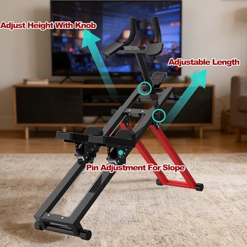 3-in-1 Spine Twist Stretcher & Stair Stepper & Waist Trainer, Multifunctional Trainer Adjustable Back Stretcher Machine for Lower Back Exercise, Core Activation & Full-Body Workout - color: Black Red