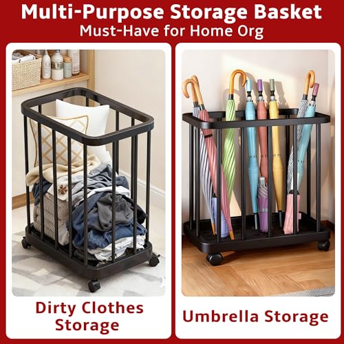 Multifunctional Storage Basket with Wheels (1pc) Modern Movable Organizer Bin, Suitable for Storing Various, Shelf Baskets-Large Capacity Yoga Mat Storage Basket with Wheels