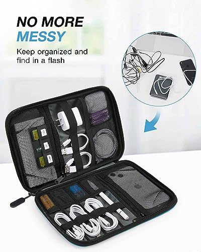 BAGSMART Large Electronics Organizer Travel Case for Tech Accessories, Blue | Travel Cable Organizer, For Travel Essentials, Cord Organizer, For Phone Power Bank SD Card - color: Blue
