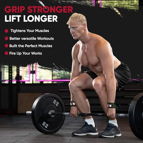Lifting Straps for Weightlifting, Weightlifting Cotton Straps with Neoprene Padding for Men women Gym Wrist Straps for Bodybuilding powerlifting, Strength Training and Deadlifting - color: ARMY GREEN