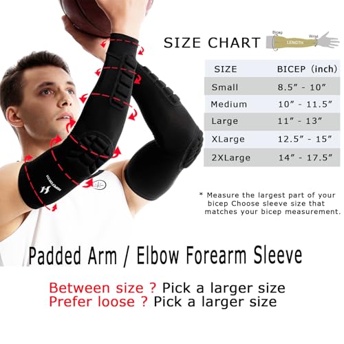 2PCS Padded Elbow Forearm Sleeves Compression Arm Protective Support - color: Black Padded Elbow Forearm, size: Small