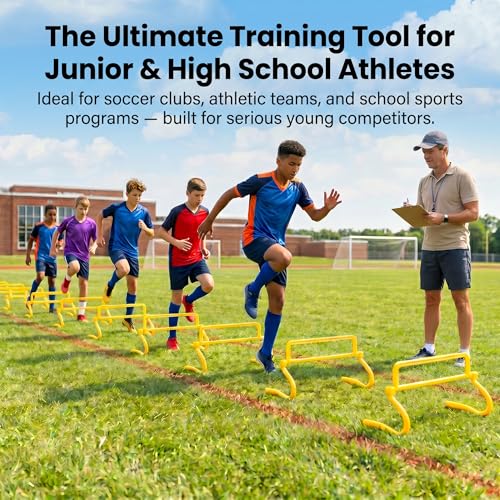Japard 6 Pcs Adjustable Agility Hurdles, 4 Height Settings, Speed and Footwork Training Equipment for Soccer, Football, Basketball, Youth and Adults