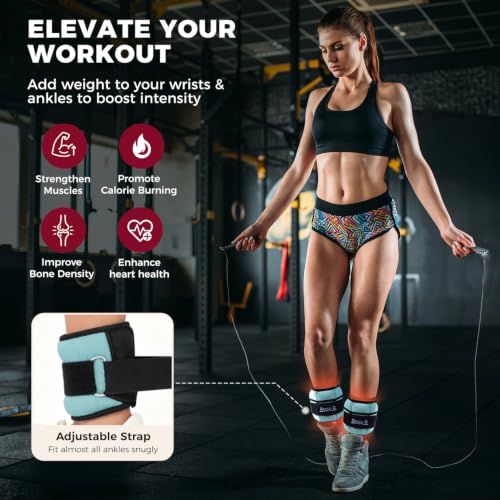 BAGAIL Ankle Wrist Weights for Women & Men, Set of 2 (Available in 0.5/1/2/3/4/5 lb Each), Wearable Leg Arm Weights with Sleek Design & Secure Fit for Walking, Running, Pilates, Home Fitness - color: Light Blue, size: 10 Lb Pair (1-5 Lb Each Adjustable)