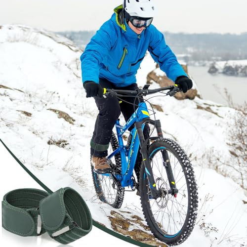 Elastic Ankle Straps Cycling Pant Leg Straps Adjustable Safety Band Boot Blousers for Climbing Fishing Outdoor Sport - color: army green