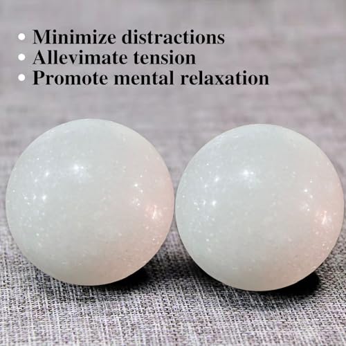 Natural Marble Baoding Chinese Meditation Balls, Stress Relief Hand Exercise Therapy Set with an Upgraded Shockproof Imitation Wood Box, 2-Piece Set,White Medium-1.57" - color: White, size: Medium-1.57"