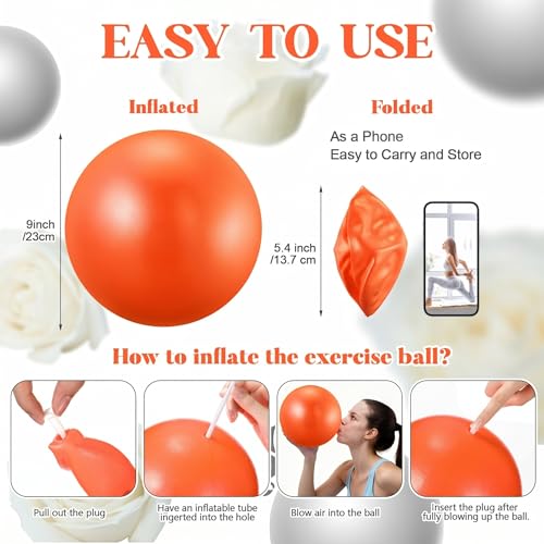 Sotiff 20 Pcs 9 Inch Pilates Ball Bulk Exercise Pilates Ball Mini Yoga Balls Therapy Core for Stability Barre Training Stretching Physical Posture Training Gym Workout with Inflation Tube - color: Orange