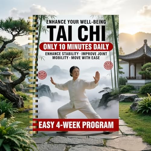 4-Week Tai Chi Balance Planner for Seniors – 10-Minute Daily Routine Log, Mobility & Stability Tracker, Easy-to-Follow Spiral-Bound Fitness Journal