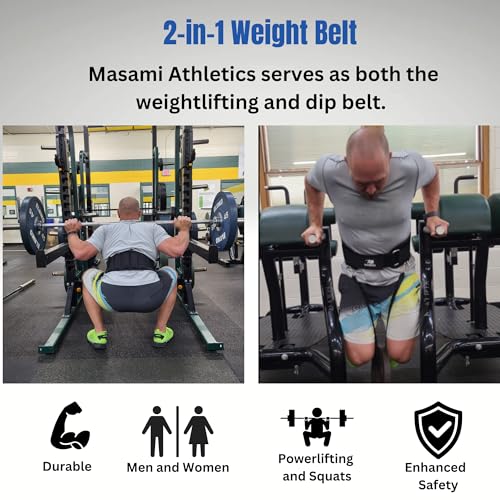2-in-1 Weight Lifting Belt with Gloves - Self-Locking Weightlifting & Dip Set Belt with Rope & Gloves - Multi-Functional Belt for Lifting, Squats, Dips