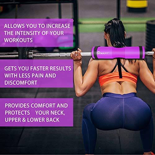 NEALFIT Barbell Pad Squat Pad for Squats—Squat Bar Pad—Great for Weightlifting,Lunges and Hip Thrusts—Foam Sponge Pad—Fit Standard and Olympic Bars Perfectly - color: Purple