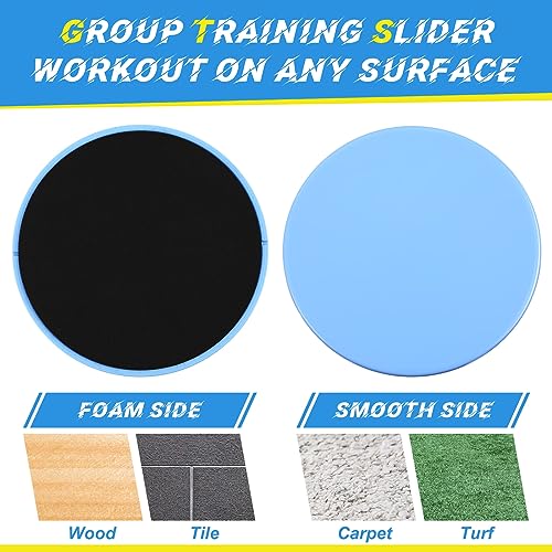 Jenaai 24 Pcs (12 Pairs) Core Sliders Exercise Glider Discs Bulk for Group Training Classes Fitness Slider for Working Out Dual Sided Core Gliding Discs AB Pads for Carpet Hardwood Floor - color: Blue