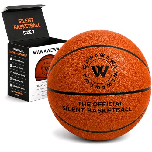 WAWAWEWA The Official Silent Basketball Size 7 (29.5") - Airless Quiet Indoor Basketball for Low-Noise Dribbling, Apartment Practice & Indoor Training - Real Feel PU Foam Ball