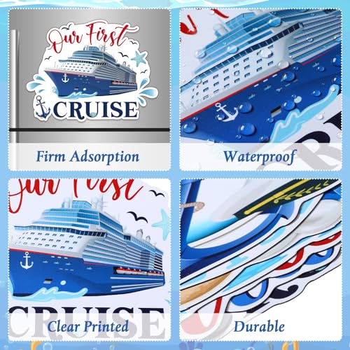 Kanayu 12 Pieces Cruise Door Magnets Decorations, Sea Navigation Ship Car Refrigerator Magnets Stickers Anchor Cruise Cabin Door Fridge Magnetic Decorations for Cabin Carnival Party(Fresh Style) - style: Fresh Style