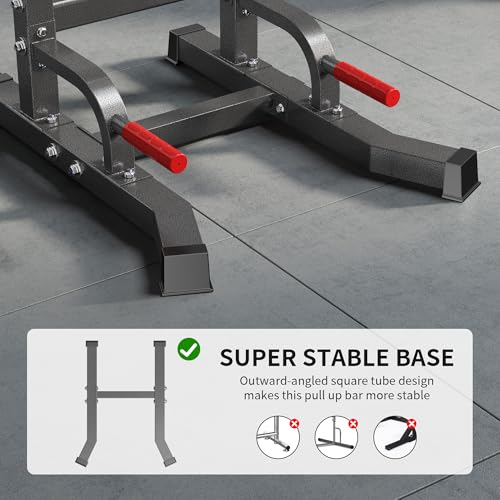 SogesHome Power Tower Pull Up Bar Dip Station for Home Gym 330LB Capacity | Adjustable Height 65.7"-87" Exercise Workout Machine with Comfort Pads & Anti-Slip Grips for Full Body Strength Training - color: Black