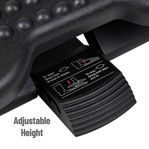 Mind Reader Foot Rest, Under Desk at Work, Ergonomic, Height Adjustable, Office, Plastic, 17"L x 13"W x 6.25"H, Black - size: Single