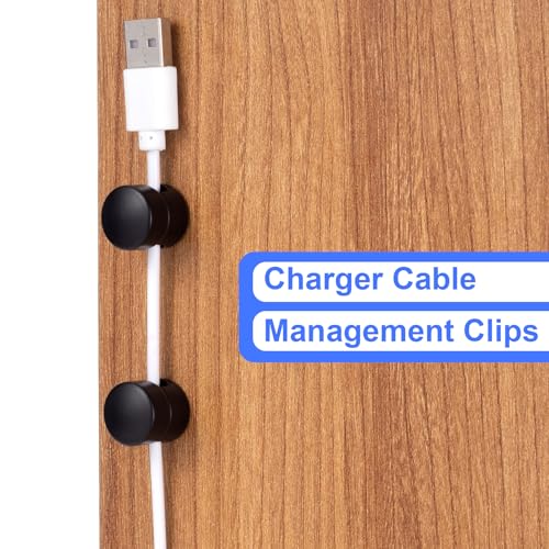 SmallCat 3 Sets Charger Holders for Cords, Matte Black Metal Cord Holder | Adjustable Cable Anchor Clips, Adhesive Cable Management Wire Organizers for Desk, Office, Nightstand - color: Matte Black, size: 3 Sets