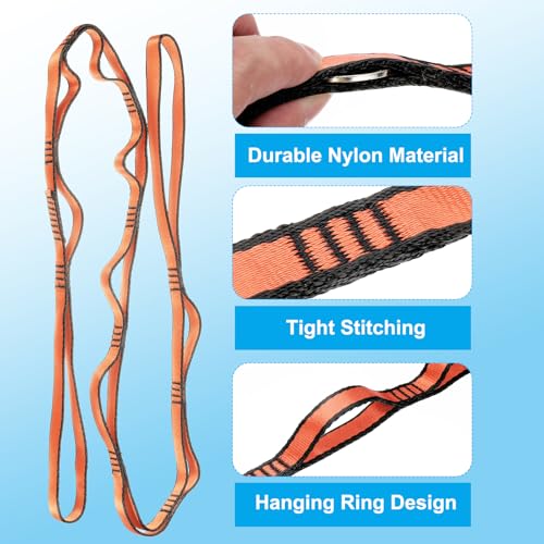 PATIKIL Daisy Chain Straps, Strong Climbing Strap Adjustable Nylon Chain Sling with Loops for Aerial Yoga Hammock Swing - color: Orange, size: 59 Inch