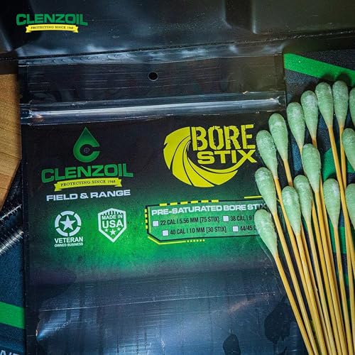 Clenzoil Field & Range Bore Stix | Pre-Saturated Gun Cleaning Cotton Swabs | Caliber Specific Gun Barrel Swabs for Pistols - size: .22 Caliber - 5.56 MM