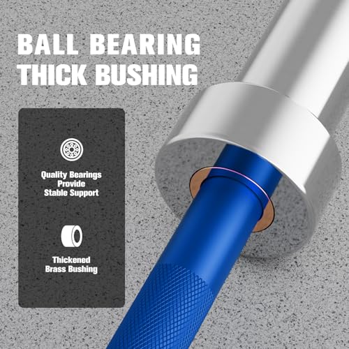 RITFIT Olympic Barbell 4ft/6ft - 2 Inch Weight Bar for Strength Training, Weightlifting, Squat, Deadlift, Bench Press, Curl, Overhead Press - 350lbs/500lbs Capacity - color: Silver/Blue, size: 6FT without Collar