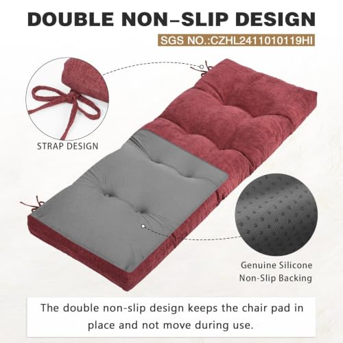 baibu 36 Inch Memory Foam Bench Cushion, Dual-Layer Patent Design Non-Slip Indoor Bench Cushion with Ties, 36x15x3Inch, Red - color: Red, size: 36x15x3 Inch (Pack of 1)