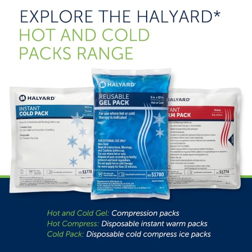 HALYARD Hot Compress Disposable Instant Warm Packs Heat Therapy Pain Relief 6 x 9 Inches Flocked, 24 Packs Per Case - 51776