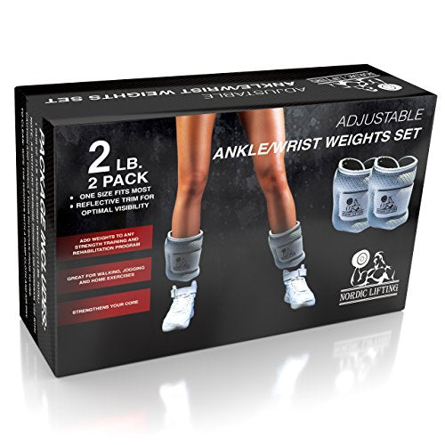 Ankle/Wrist Weights (1 Pair) for Women, Men and Kids - Fully Adjustable Weight for Arm, Hand & Leg - Best for Walking, Jogging, Gymnastics, Aerobics - 1 Year Warranty - size: 2.0 pounds (x2)
